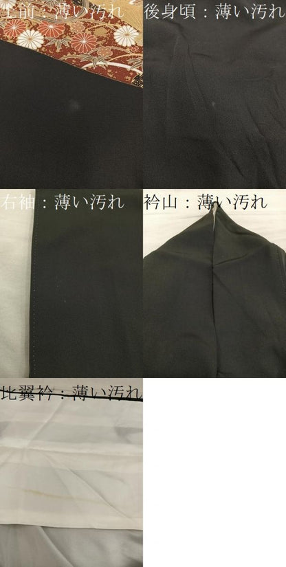 平和屋着物■豪華黒留袖　檜扇飛鶴花文　金彩　正絹　逸品　BAAY0866mz