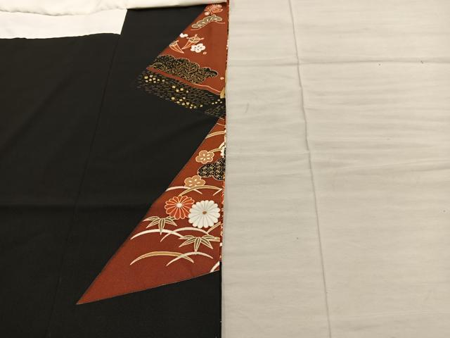 平和屋着物■豪華黒留袖　檜扇飛鶴花文　金彩　正絹　逸品　BAAY0866mz