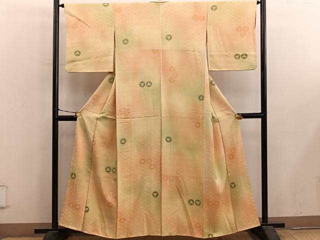 平和屋着物●上質な小紋　草花文　地紋起こし　正絹　逸品　BAAY0869mz