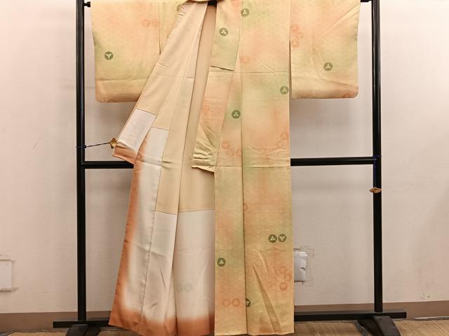 平和屋着物●上質な小紋　草花文　地紋起こし　正絹　逸品　BAAY0869mz