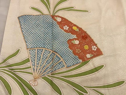 平和屋着物■訪問着　駒刺繍　扇面花文　金彩　正絹　逸品　BAAY0870mz