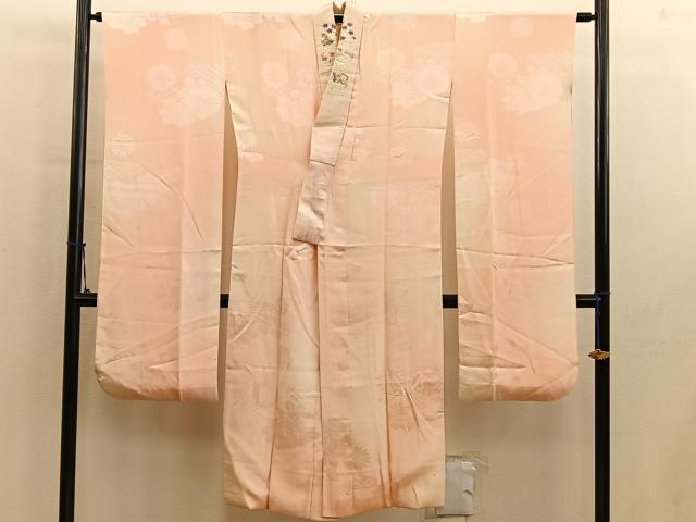 平和屋着物■長襦袢　袷　　菊花地紋　暈し染め　半衿刺繍　正絹　逸品　BAAY0871mz