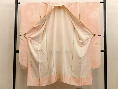 平和屋着物■長襦袢　袷　　菊花地紋　暈し染め　半衿刺繍　正絹　逸品　BAAY0871mz