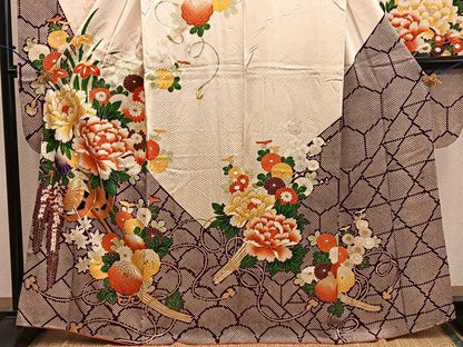 平和屋着物■豪華振袖　駒刺繍　花車文　金彩　正絹　逸品　BAAY0877mz