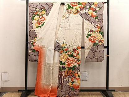 平和屋着物■豪華振袖　駒刺繍　花車文　金彩　正絹　逸品　BAAY0877mz