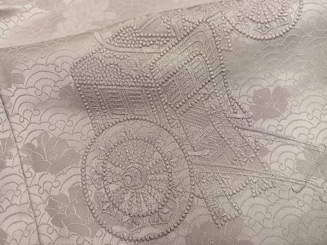 平和屋着物■訪問着　刺繍　御所車花地紋　暈し染め　正絹　逸品　BAAY0878mz
