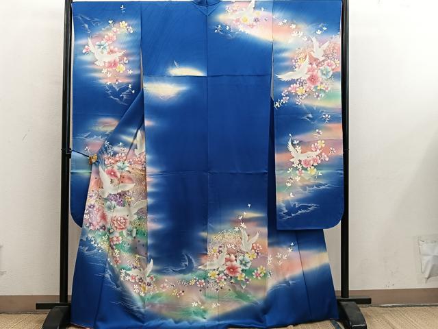 平和屋着物■豪華振袖　花鳥文　暈し染め　金銀糸　正絹　逸品　BAAY0880mz