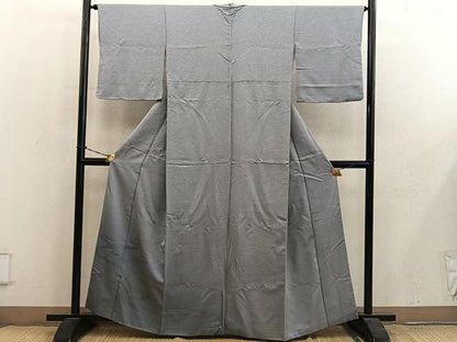 平和屋着物■色留訪問着　石庭地紋　利休鼠色　正絹　逸品　BAAY0882mz