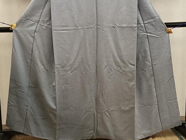 平和屋着物■色留訪問着　石庭地紋　利休鼠色　正絹　逸品　BAAY0882mz