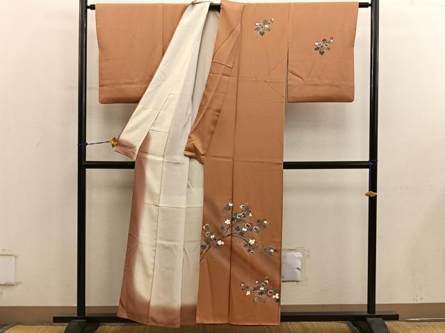 平和屋着物■訪問着　枝花文　暈し染め　金彩　正絹　逸品　BAAY0883mz