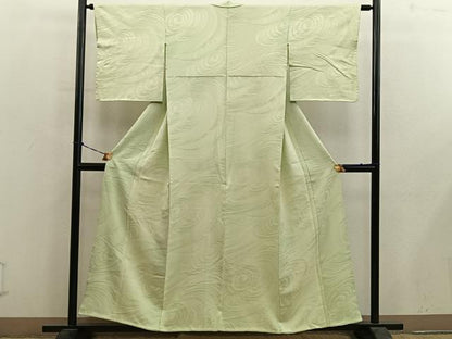 平和屋着物■上質な色無地　流水地紋　淡黄色　正絹　逸品　BAAY0887mz