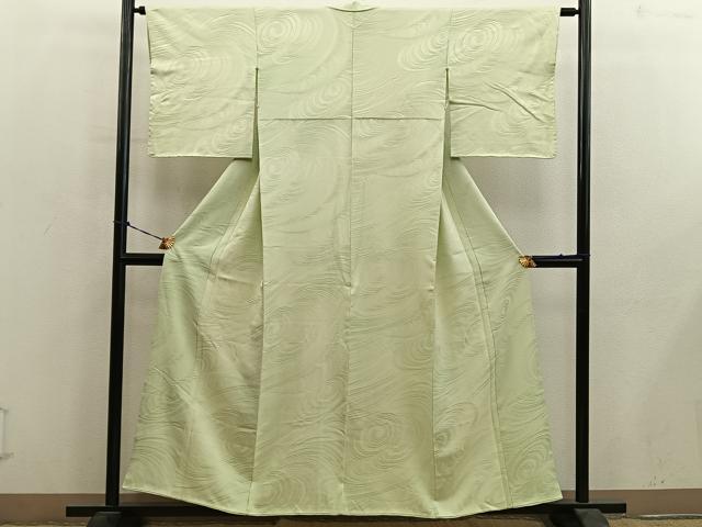 平和屋着物■上質な色無地　流水地紋　淡黄色　正絹　逸品　BAAY0887mz