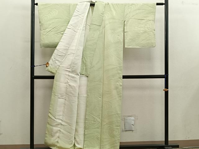 平和屋着物■上質な色無地　流水地紋　淡黄色　正絹　逸品　BAAY0887mz