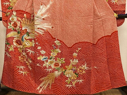 平和屋着物■豪華振袖　総刺繍　絞り　鳳凰花文　金銀糸　正絹　逸品　BAAY0889mz