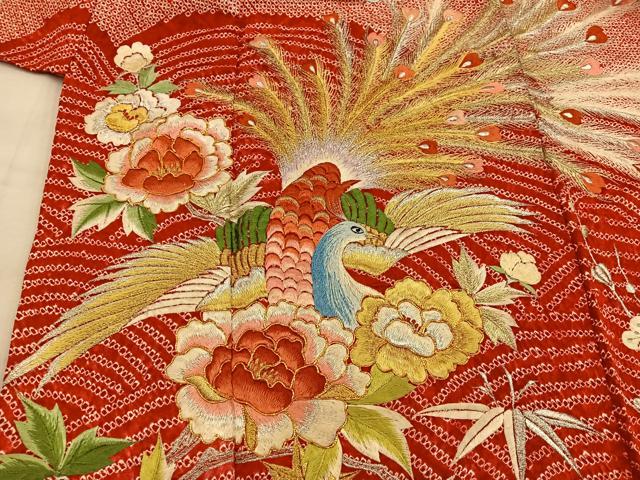 平和屋着物■豪華振袖　総刺繍　絞り　鳳凰花文　金銀糸　正絹　逸品　BAAY0889mz