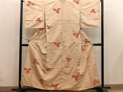 平和屋着物■上質な紬　草葉文　正絹　逸品　BAAY0890mz