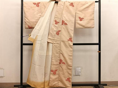 平和屋着物■上質な紬　草葉文　正絹　逸品　BAAY0890mz