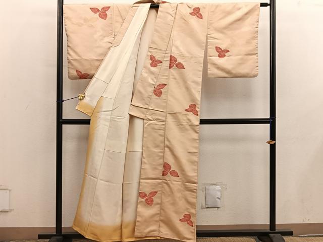 平和屋着物■上質な紬　草葉文　正絹　逸品　BAAY0890mz