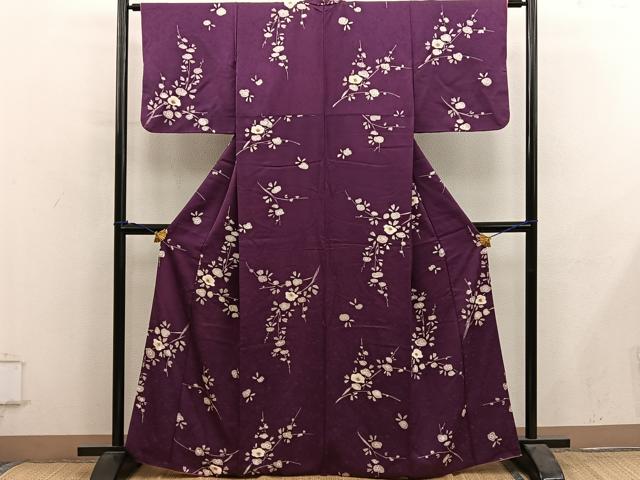 平和屋着物■上質な小紋　枝花文　ろうけつ染め　正絹　逸品　BAAY0894mz