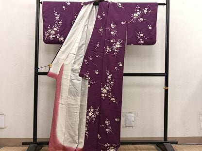 平和屋着物■上質な小紋　枝花文　ろうけつ染め　正絹　逸品　BAAY0894mz