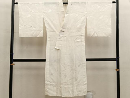 平和屋着物■長襦袢　無双仕立て　雲重ね菊地紋　白色　正絹　逸品　BAAY0961mz