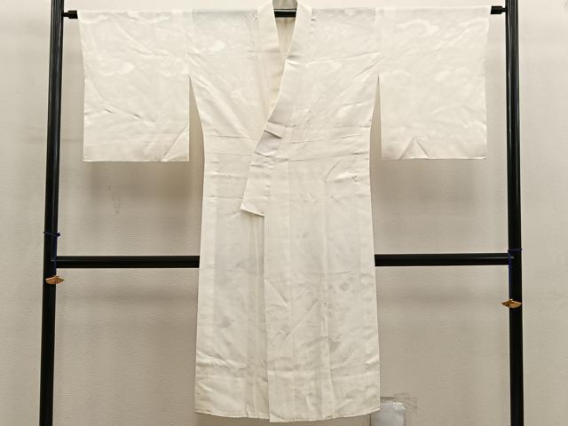 平和屋着物■長襦袢　無双仕立て　雲重ね菊地紋　白色　正絹　逸品　BAAY0961mz