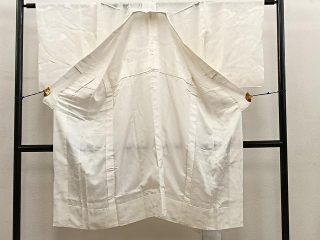 平和屋着物■長襦袢　無双仕立て　雲重ね菊地紋　白色　正絹　逸品　BAAY0961mz