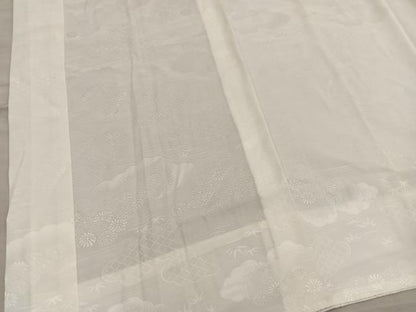 平和屋着物■長襦袢　無双仕立て　雲重ね菊地紋　白色　正絹　逸品　BAAY0961mz