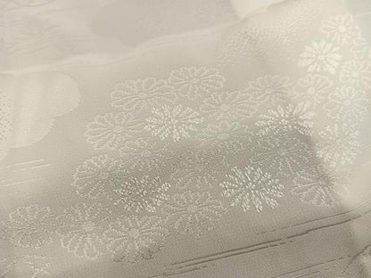 平和屋着物■長襦袢　無双仕立て　雲重ね菊地紋　白色　正絹　逸品　BAAY0961mz