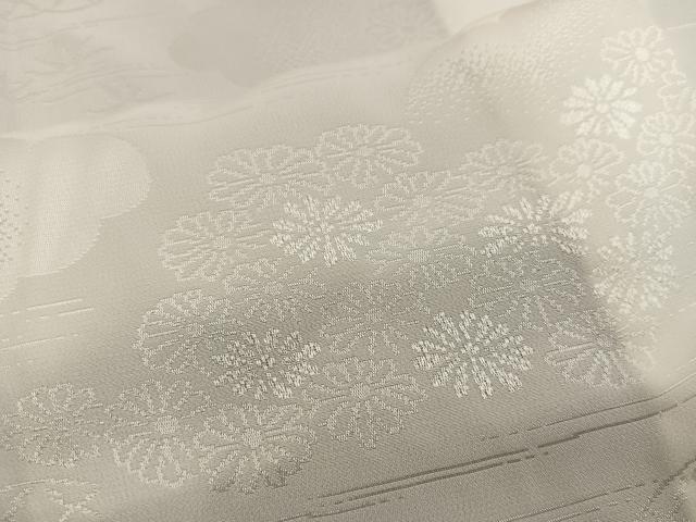 平和屋着物■長襦袢　無双仕立て　雲重ね菊地紋　白色　正絹　逸品　BAAY0961mz