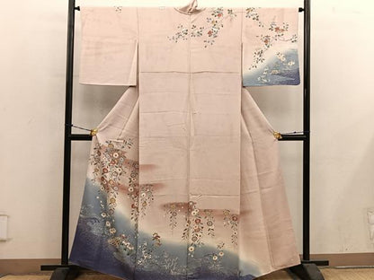 平和屋着物●訪問着　枝垂れ桜　暈し染め　金彩　正絹　逸品　BAAY0986mz
