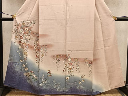 平和屋着物●訪問着　枝垂れ桜　暈し染め　金彩　正絹　逸品　BAAY0986mz