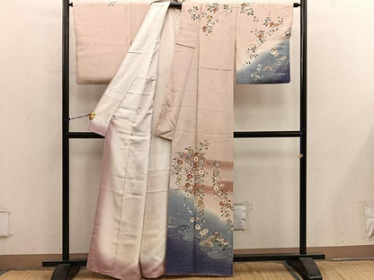 平和屋着物●訪問着　枝垂れ桜　暈し染め　金彩　正絹　逸品　BAAY0986mz