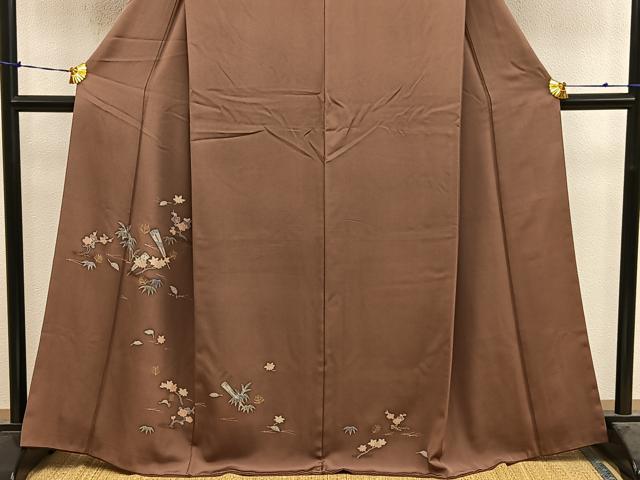 平和屋着物●訪問着　檜扇枝花文　金彩　正絹　逸品　BAAY0987mz