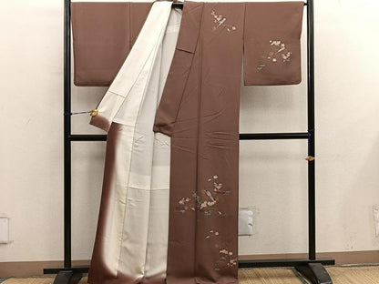 平和屋着物●訪問着　檜扇枝花文　金彩　正絹　逸品　BAAY0987mz