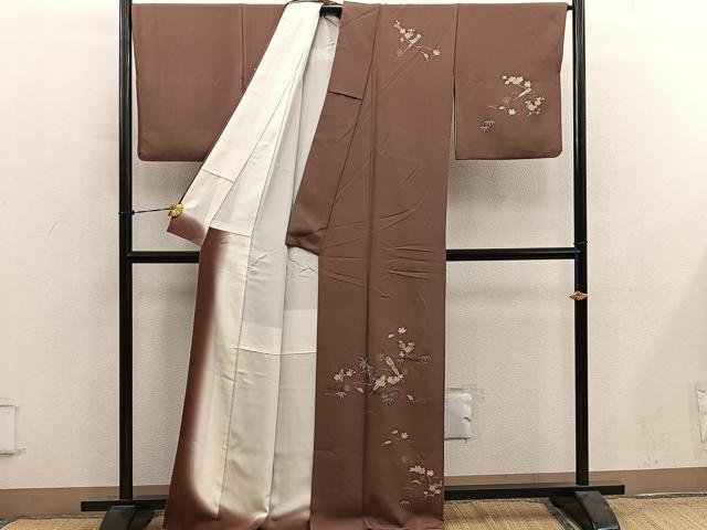 平和屋着物●訪問着　檜扇枝花文　金彩　正絹　逸品　BAAY0987mz