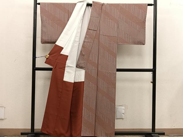 平和屋着物■上質な小紋　縞　正絹　逸品　BAAY0990mz