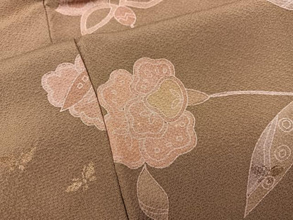 平和屋着物■上質な小紋　枝花文　正絹　逸品　BAAY0991mz