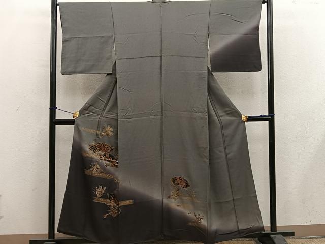 平和屋着物■訪問着　扇面花文　暈し染め　金彩　正絹　逸品　BAAY0994mz