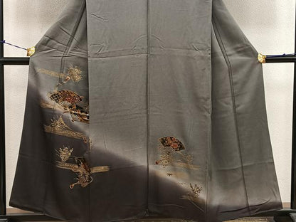 平和屋着物■訪問着　扇面花文　暈し染め　金彩　正絹　逸品　BAAY0994mz