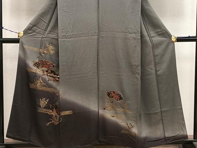 平和屋着物■訪問着　扇面花文　暈し染め　金彩　正絹　逸品　BAAY0994mz