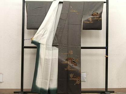 平和屋着物■訪問着　扇面花文　暈し染め　金彩　正絹　逸品　BAAY0994mz