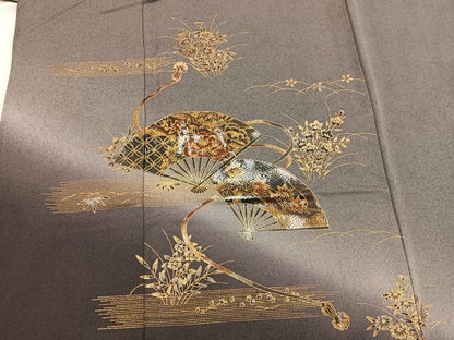 平和屋着物■訪問着　扇面花文　暈し染め　金彩　正絹　逸品　BAAY0994mz