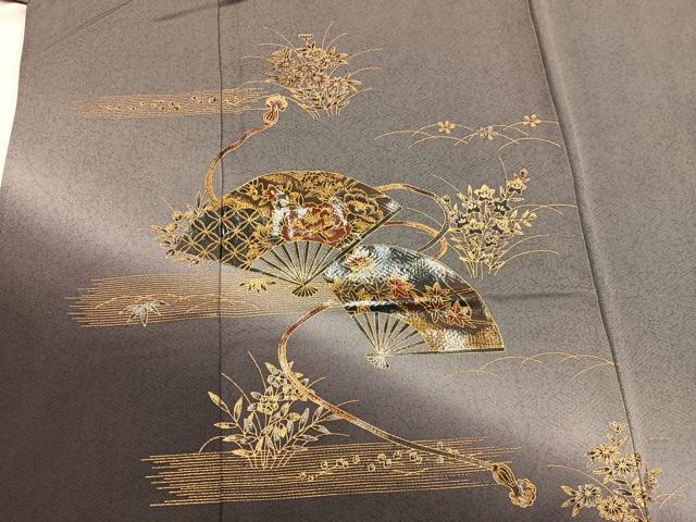 平和屋着物■訪問着　扇面花文　暈し染め　金彩　正絹　逸品　BAAY0994mz