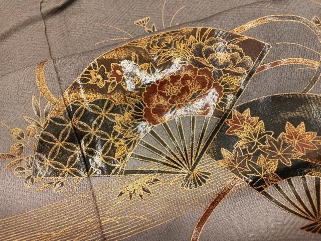 平和屋着物■訪問着　扇面花文　暈し染め　金彩　正絹　逸品　BAAY0994mz