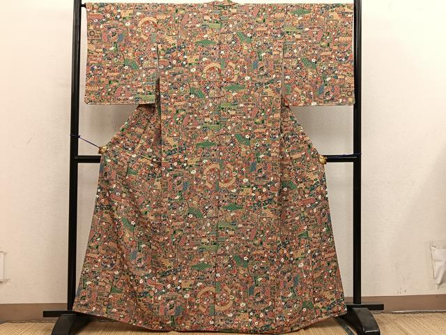 平和屋着物■上質な小紋　草花文　正絹　逸品　BAAY0995mz