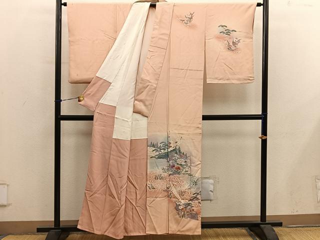 平和屋着物■訪問着　風景花文　暈し染め　正絹　逸品　BAAY0997mz