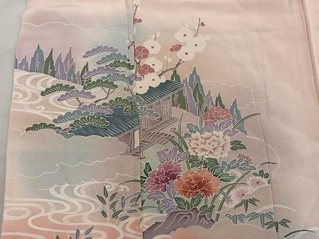 平和屋着物■訪問着　風景花文　暈し染め　正絹　逸品　BAAY0997mz