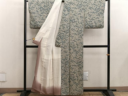 平和屋着物■上質な小紋　草葉文　正絹　逸品　BAAY1002mz