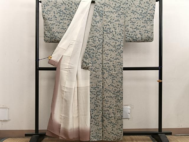 平和屋着物■上質な小紋　草葉文　正絹　逸品　BAAY1002mz